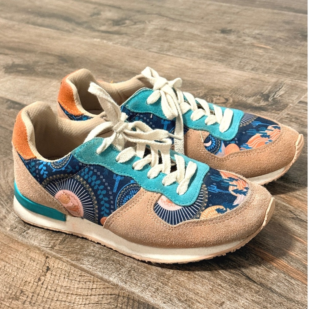 Inkkas Socorro Mohave Print Suede Jogger Sneakers, Tan Teal, 7